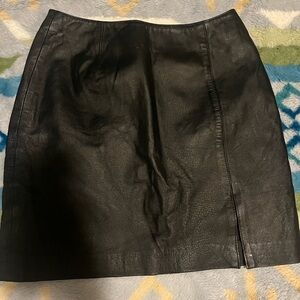 Newport News Black Leather Pencil Skirt